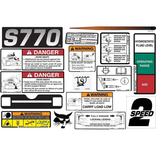 Комплект наклеек для внутреннего и внешнего перевода модели S770 Bobcat, 6990491