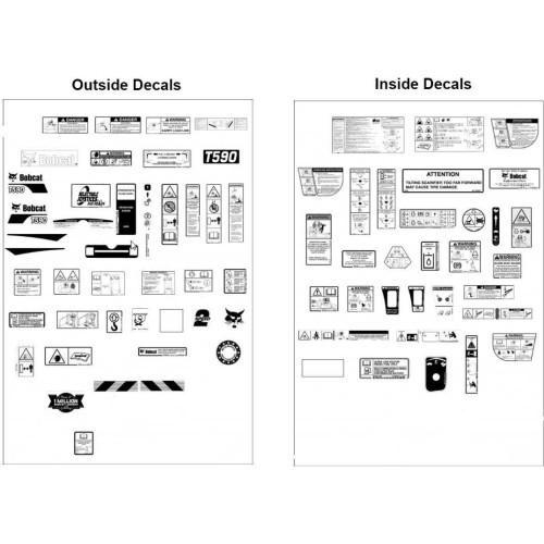 Комплект внутренних и внешних наклеек T590 Bobcat, 7285446