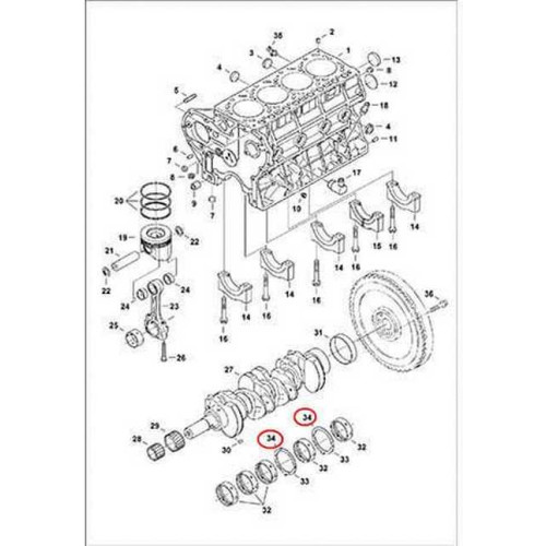 6680743 Півкільце колінвалу, +0,40 mm, верх Bobcat
