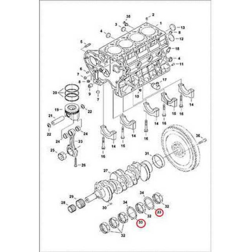 6680746 Полукольцо коленвала, +0,40 mm, низ Bobcat