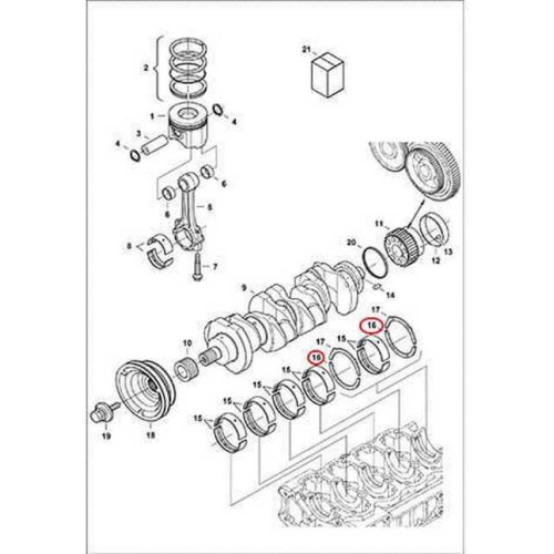 7315150 Полукольцо коленвала, std, низ Bobcat