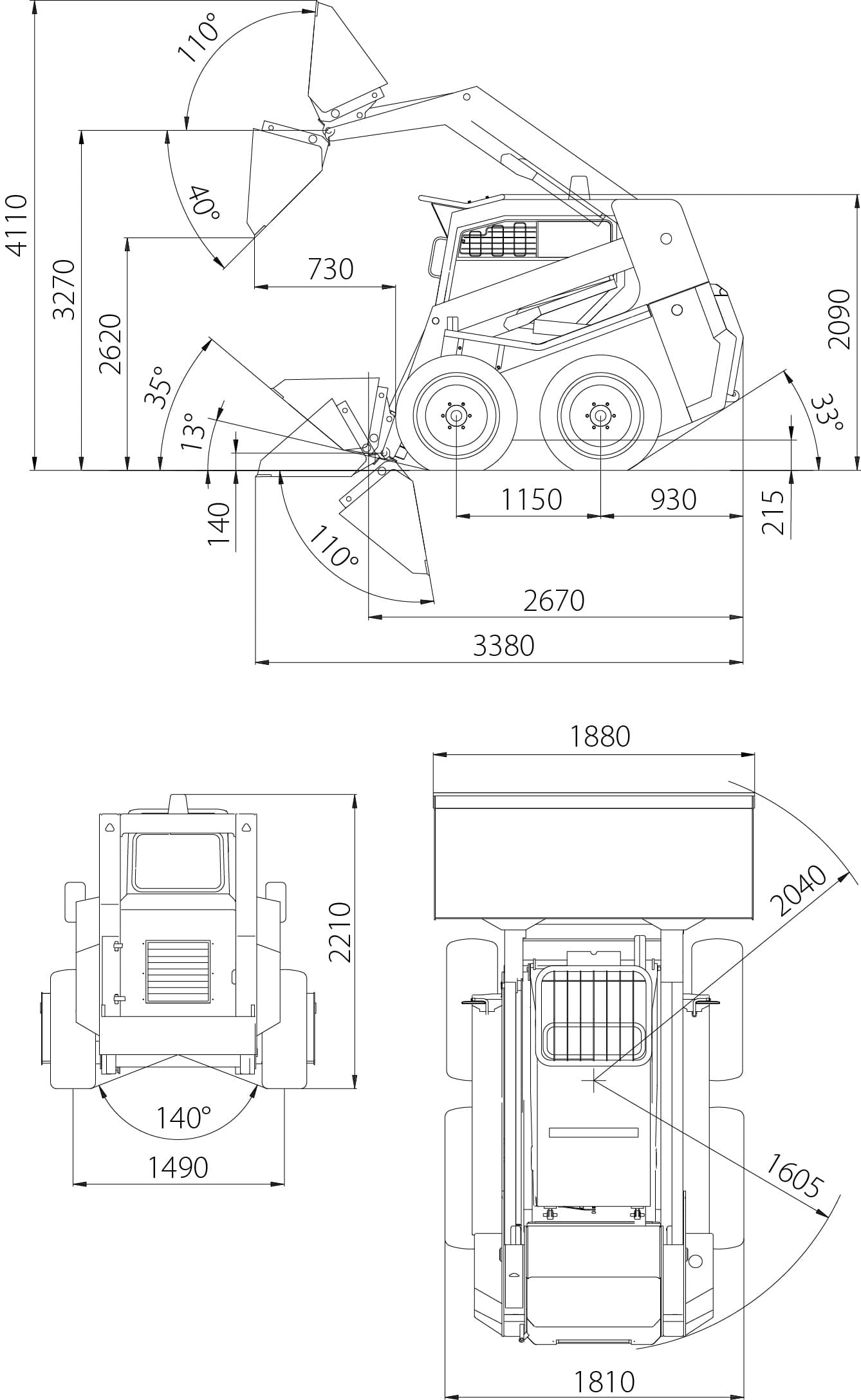 Габариты погрузчика Locust 903